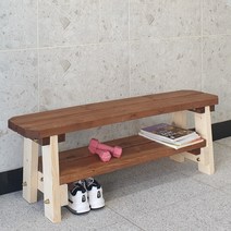 파인힐 예쁜 나무 원목 식탁 카페 벤치 의자, 3인(1800mm), 티크화이트