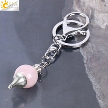 CSJA Reiki 천연석 펜던트 진자 열쇠 고리 매달린 자전거 자동차 버클 홀더 퍼플 핑크 화이트 크리스탈 볼, 11 Rose Quartz