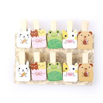 스프링제본 할핀 더블클립 미니 사무용 집게 루즈링 나무 사진 클립 귀여운 얼룩말 오리 팬더 코끼리 빨래 그림 공예 DIY 옷 종이 페그 문구, [16] 16