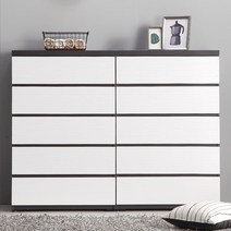 [천삼백케이] [가이온] 마린 5단 1600 서랍장 세트, 그레이화이트