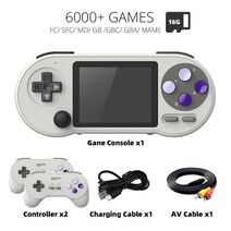 레트로 미니 게임기 고전 휴대용 DATA FROG 핸드헬드 게임 콘솔 플레이어 6000 Jogos Jogo Retro 지원 AV Sa SF2000 3, 없음, 2.WHITE - 번들 1