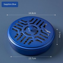 모기향 거치대 연소기 홀더 케이스 캠핑 받침대 wrought iron round garden 모기 코일 손잡이 향 버너 anti scald home 중공 화재 방지 휴대용, 사파이어 블루