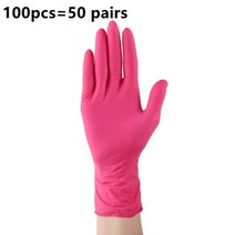라텍스 장갑 주방용 요리 셰프 일회용 실험실 고무 니트릴 위생 100매, M, 레드 100PCS