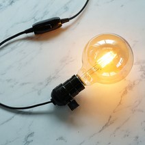 빈티지 키소켓 조명 DIY 세트 2colors 에디슨전구 무드등 수면등 플랜테리어, 01)블랙 코드선 2M, LED 에디슨 G95 8W ON