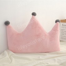인조 밍크 퍼 크라운 왕관 하트 달 별 모양 베개 쿠션, 45cm 핑크 크라운