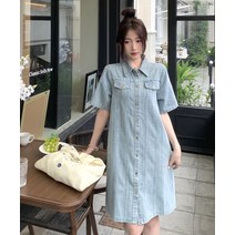 여름 빅사이즈 통통 MM 코디 반팔 데님 원피스 골프셔츠 테니스넥 작은 여자복