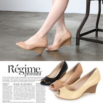 7cm 천연소가죽 오픈토 심플 웨지힐 AM728