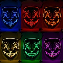 할로윈 파티 LED 해골 가면 댄스팀 네온 마스크 6종, 레드