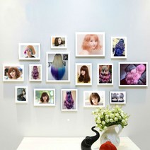 액자세트 미용실 펀칭불필요 인테리어 배경벽 걸이식그림 레일액자걸이, T26-15프레임 화이트(A타입)