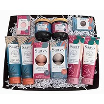Saavy Naturals 스파 선물 바구니 | 10피스 키트 바디 워시 크림 슈가 스크럽 바 비누 배쓰밤 포함 여성용 셀프 케어 세트 타히티안 바닐라 불가리안 로즈 USA 미국