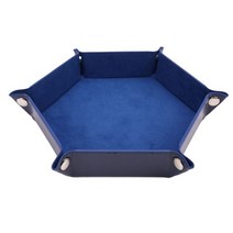 보드 게임 주사위 foldable dice tray box pu leather 접는 hexagon key storage coin square tray 주사위 게임 dnd 6, 블루