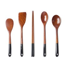 [숨쉬는나무] 옻칠 나무 슬림 조리도구 5종세트, 흑색