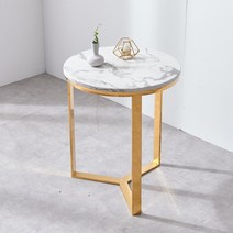 비나스 비앙코 대리석 골드 실버 로즈골드 프레임 원형 거실 사이드 테이블, 03_비나스 원형_비앙코 M(실버) 단품