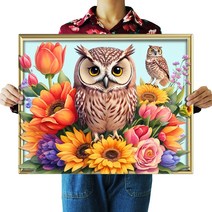 FASEN 액자 캔버스형 보석십자수 DIY 키트 40 x 50 cm, ZSH179.부엉이02