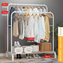 더블스탠드 행거 데코모던 선반 스탠드 행거 철제행거, white 2 poles 110cm