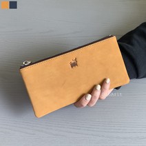 핸드메이드 황소로고 천연소가죽 핸드폰 파우치 장지갑 카드지갑