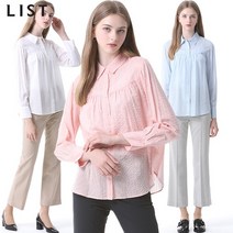 리스트 리스트 스트라이프 코튼 셔링 셔츠