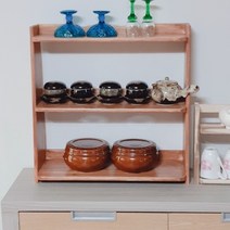 은호공예 원목 삼나무 3단 주방 선반 싱크대 식탁 다용도 정리 수납장 수성바니쉬마감, 호두나무색상