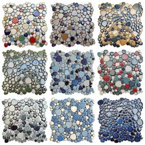세라믹 자갈 돌 DIY 타일 30X30 미끄럼 방지 바닥 매트 발 마사지 화장실 온천 목욕탕 인테리어, 30X30 2개, 파란색과 흰색 DIY-018