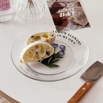 OWN 튤립 플라워 레터링접시 유리접시 디저트 플레이트 홈카페접시, 퍼플