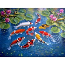 우드 직소퍼즐 연못 속 연꽃 비단잉어 재산 지켜주며 재물운 상승 금전을 가져다주는 구어도 풍수 조각퍼즐 300/500/1000조각 집콕취미 성인 쉬는 시간 즐기는 감압 소품, 500조각, 잉어연화퍼즐07번