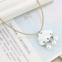 앤썸 화이트 구름 진주 빗방울 도자기 핸드메이드 수제 원석 매듭 끈 목걸이 AS-67