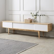 뉴트로 미닫이 고무나무 원목 거실장 2100 북유럽 갤러리 5color, 네추럴 화이트