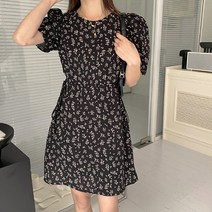 [레티고] 허리 트임 퍼프 라운드 원피스
