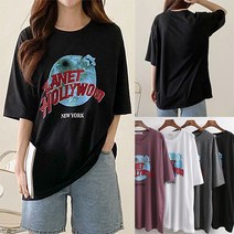 새로본 107헐리우드 반팔 빅사이즈 여성롱티 여자미시 박스롱루즈핏