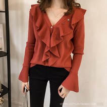 브랜드없음 포플러앤씨 에리카 프릴 블라우스 진주코사지