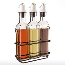 오일 소스 사각 유리병 250ml 3p 거치대 1p 세트 유리병 시럽 보관 유리용기 카페 바용품 오일병 오일통, 본품