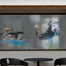 낭만창고 dgcn394-바다수산-무점착 반투명 창문 시트지