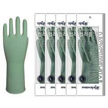 쿼카스마켓 마미손 컬러풀 고무장갑 L 대 x 5개 주방 위생 파스텔 칼라 5컬러, 딥그린
