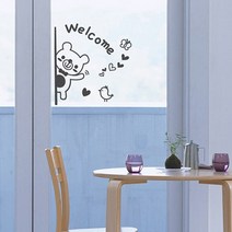 그래픽스티커 Ecopix EG-31 웰컴곰돌이1, 블랙