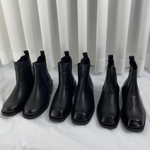 남자 가죽 키높이 첼시부츠 스퀘어토 지퍼 3종