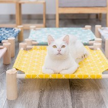 바보사랑 (봉봉펫닷컴) 고양이 사각 원목 해먹.한국침구예진, 옐로우