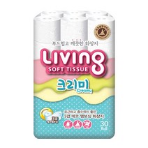 삼정펄프 리빙크리미 3겹 화장지 30롤 1팩 무포름 휴지