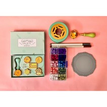 실링왁스 스탬프 세트 입문 청첩장 도장 인장 씰링, 연두