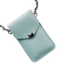 어깨에 매는 가방 여성 크로스 바디 파우치 인조 가죽 체인 터치 스크린 전화 보관 가방