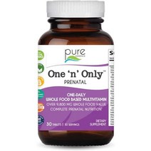 임산부종합비타민 출산후 산후영양제 멀티비타민 Pure Essence Labs One n Only Prenatal Vitamins 철분 허브 슈퍼푸드 엽산 비타민 1일 1회 30정, 단일수량, 상세참조