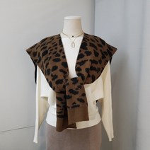 상상그이상 [가을겨울엔호피] 페이크가디건니트 포근 어깨걸치는 울100 니트 레오파드 숄머플러 레이어드 호피가디건숄