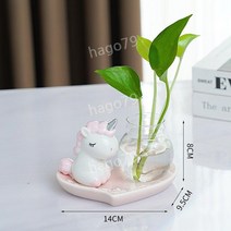 1+1 골드프레임 수경식물 비커 화분 유리 럭셔리 꽃병 장식품 인테리어, 23. 핑크 유니콘 수경법