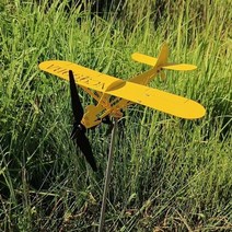 풍향계 풍량계 풍속계 윈드삭 측정기 센서 철제 풍력 야외 정원 동물 계측기 야외 지붕 바람 방향 표시기 weathervane 장식 3d 파이퍼 j3 새끼 바람 스피너 비행기, 32x28cm, 노란색