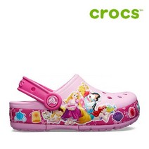 크록스 아동 샌달 40- 205496-6I2 Kids Crocs Fun Lab Multi-Princess Band Lights Clog Carnation