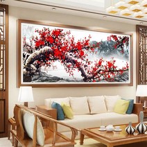 매화나무 보석십자수 DIY 세트 비즈십자수 큐빅십자수 만들기 명화그리기 (액자별도구매가능), 200*80