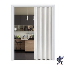 폴딩도어 베란다폴딩도어 미닫이 중문 현관문 아파트 임시 주방 PVC 간이 인테리어, 화이트 나뭇결 소프트 연결