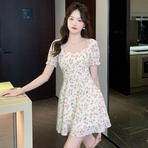 여성 원피스 프렌치 패션 허리조임 가볍고 럭셔리하고 부드러움