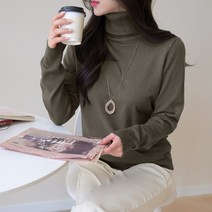데일리앤 와니 여성 베이직 터틀넥 폴라 니트 티셔츠