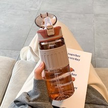 심플 물컵 여 여름 대용량 빨대컵 비주얼 플라스틱 눈금 남어른 스포츠컵, 색깔4, 일반