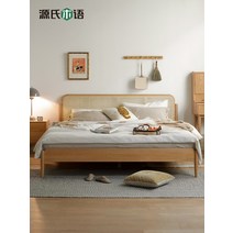 led 퀸침대 신혼침대 겐지 나무 언어 전체 단단한 침대 현대 미니멀 오크 북유럽 침실 가구 통나무 바람 등나무 더블, [01] 오크통나무색상 등나무침대 Y49B01, [01] 1500mmx2000mm, [01] 뼈대